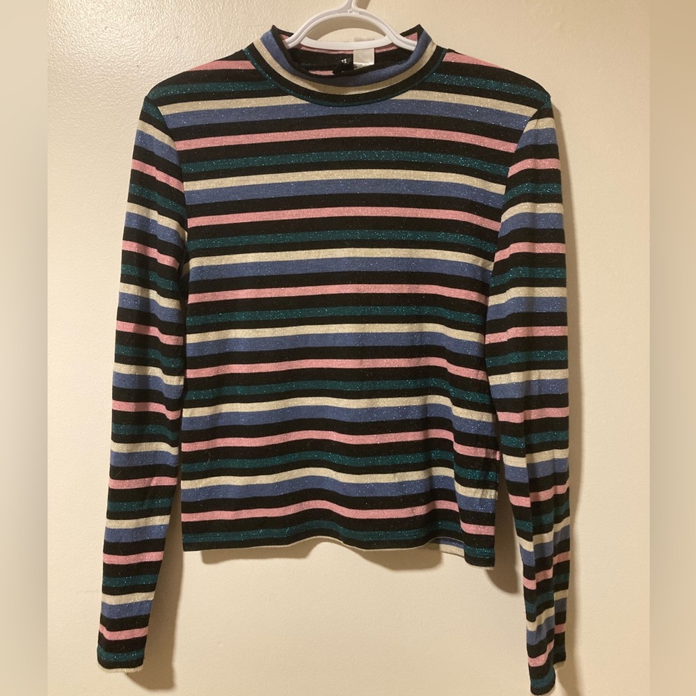 H&M Divided Striped Turtleneck Long Sleeve Shirt Women’s Large